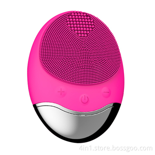 Cosmetic silicone rechargeable facial brush cleansing